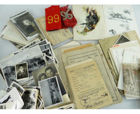 COLLECTION OF WORLD WAR II GERMAN POSTCARDS, PHOTOGRAPHS &amp; EPHEMERA including approx 100 black and whites, German booklet