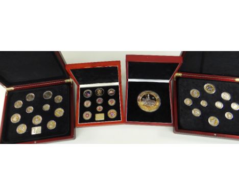 FOUR CASED LONDON MINT OFFICE COMMEMORATIVE COINAGE SETS comprising The Coins of Britannia's Last Century, The Last Face of B