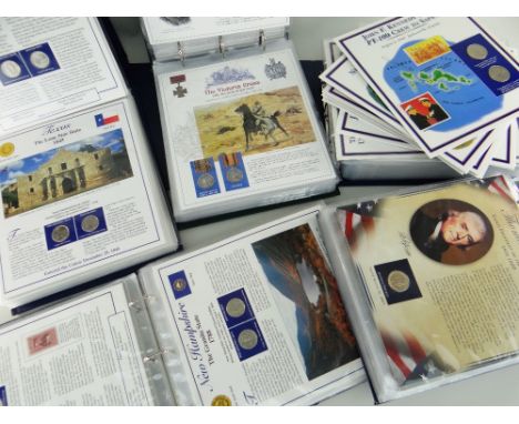 SIX AMERICAN POSTAL COMMEMORATIVE SOCIETY FOLDERS OF COMMEMORATIVE COINS including The United States President coin collectio