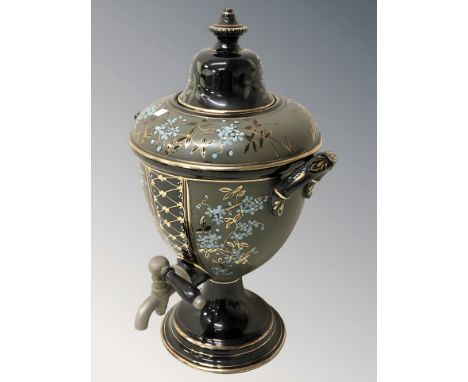 A painted ceramic samovar, height 38 cm.