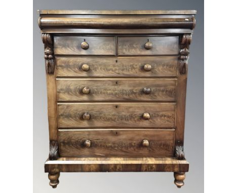 A Victorian mahogany Scotch chest, 122 cm W x 59 cm D x 150 cm H. 