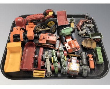 20th century die cast wagons and tractors including Lone Star, cast metal animal figures, etc.