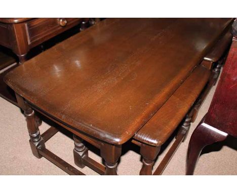 NEST OF THREE ERCOL DARK OAK OCCASIONAL TABLES