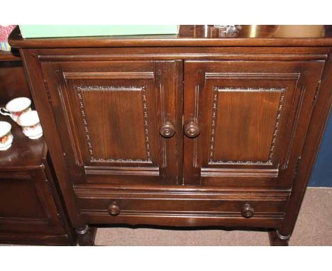 ERCOL DARK OAK CREDENCE STYLE CUPBOARD