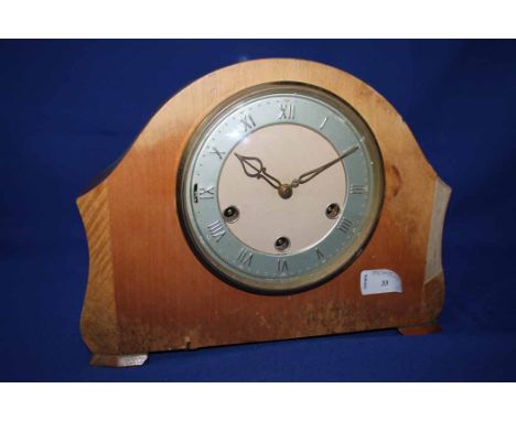 TWO MANTEL CLOCKS, TWO WALL CLOCKS AND A GILT MOUNTED CLOCK 