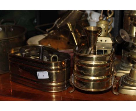 LOT OF BRASSWAREincluding candlesticks, lantern etc