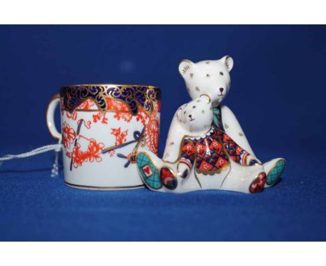 ROYAL CROWN DERBY TEDDY BEAR GROUP AND A SMALL CUP 