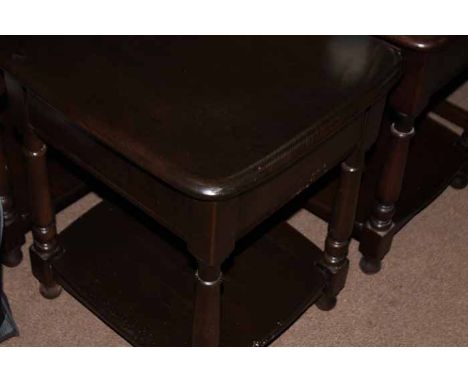 FOUR ERCOL DARK OAK OCCASIONAL TABLES