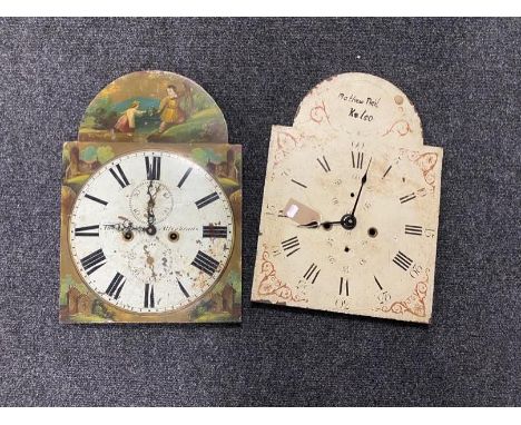 Two 19th century hand painted longcase clock faces 