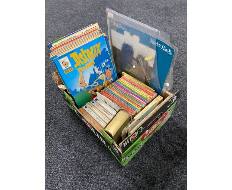 A box of observer books, vintage ladybird books, Astrix etc 