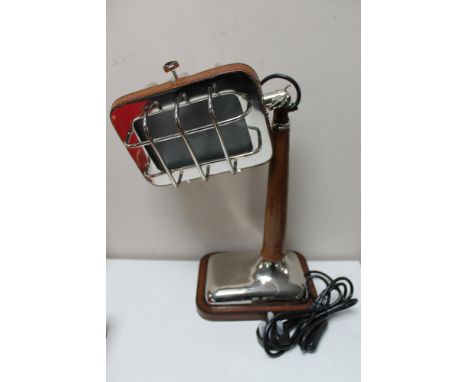 A chrome and leather retro style table lamp 