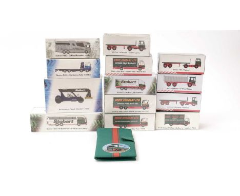 A group of Atlas Editions Eddie Stobart boxed model vehicles, including: flatbeds; box lorries; a horse box; platform trailer