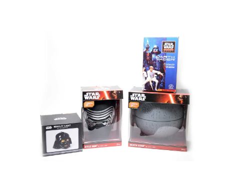A selection of Star Wars collectable lights, including: a Death Star 3D deco light; a Darth Vader light by Typo; a Kylo Ren 3