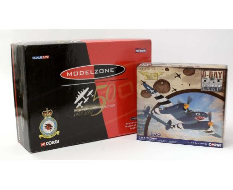 Two Corgi Limited Edition 1:72 scale diecast model planes, comprising: Aviation Archive D-Day 75th Anniversary 1944-2019 S-5E