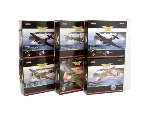 Six limited edition Corgi Aviation Archive 1:72 scale diecast model planes, including: Bristol Blenheim Mk. 1S, No. AA38403; 