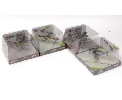 Four Corgi WWII Legends 1:72 scale Model Aircraft, in original bubble packaging. (4)