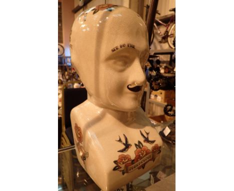 Large ceramic phrenology head H: 29 cm