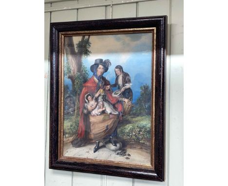 Jack Black The Rat Catcher and his Wife, mid Victorian pair portrait paintings, 52cm by 39cm, in glazed frames.