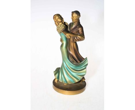 Unusual Art Deco spelter table lighter in the form of a dancing couple (striker missing).