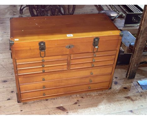 Clarke nine drawer tool chest containing a collection of tools including chisels, planes, etc (tool chest 46cm by 61cm by 28c