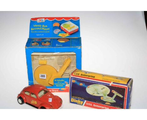 U.S.S. Enterprise Star Trek 358 by Dinky 1976, Tonka 'Twinkle Toes' car and a Fisher Price music box record player 1971.