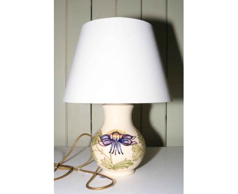 Moorcroft lamp with shade.