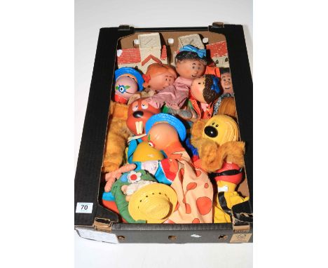 Collection of eleven Magic Roundabout glove puppets with vinyl heads including Zebedee, Dougal and Florence and two money box