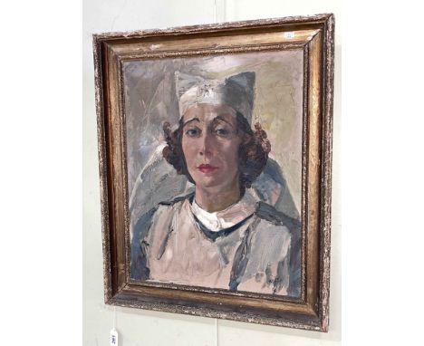 Herbert Holt, Portrait of Nurse Renee Warburton, Wife of A/C P. Warburton, oil on canvas, signed lower right, 49cm by 39cm, f
