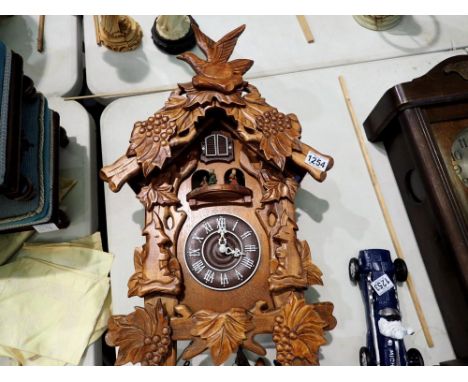 German cuckoo clock with weights, H: 65 cm. Not available for in-house P&amp;P 