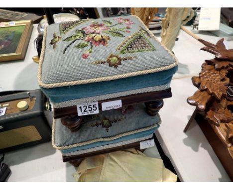 Pair of tapestry upholstered footstools. Not available for in-house P&amp;P 