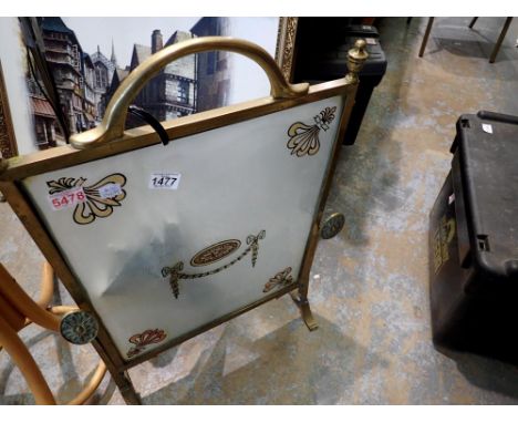 Brass and glass firescreen and a 1960s parasol umbrella. Not available for in-house P&amp;P 