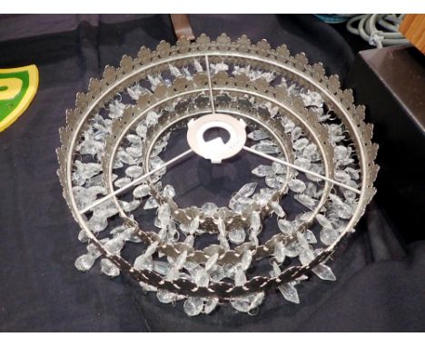 Hanging lamp shade with glass drops, D: 32 cm. Not available for in-house P&amp;P 
