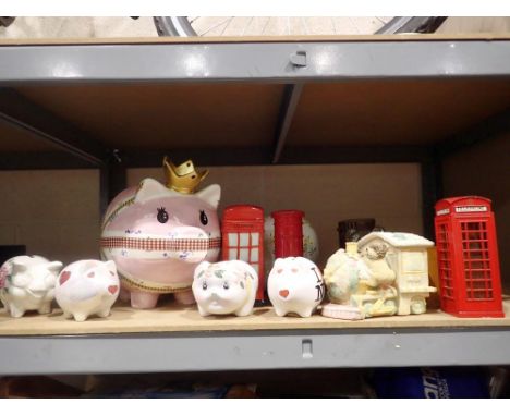 Quantity of ceramic and metal money boxes. Not available for in-house P&amp;P 