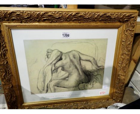 Degas nude print in a good gilt frame, overall 66 x 56 cm. Not available for in-house P&amp;P 