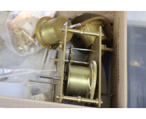 Box of vintage Grandfather Clock parts etc