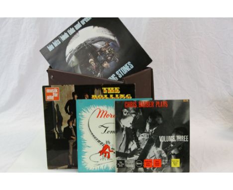 Group of LP's in a Vintage Record Case including 2 x Rolling Stones