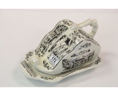 Ceramic Butter Dish decorated with various Breeds of British Cattle