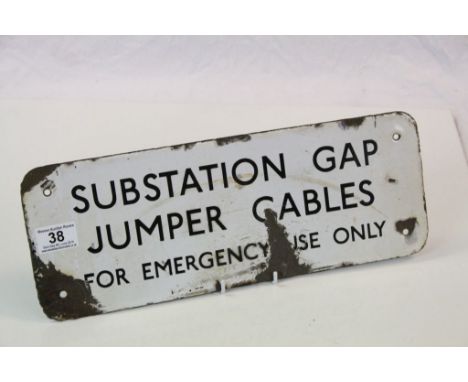 Vintage Railways Enamel Sign ' Substation Gap Jumper Cables, for emergency use only ' 41cms x 15cms