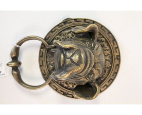 Large Brass Door Knocker in the form of a Dog's Head