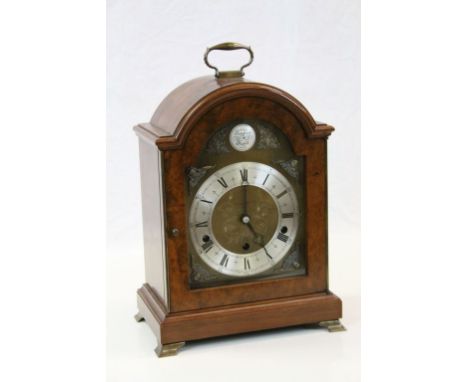 Walnut veneer 8 day Bracket style clock by Elliott with Westminster &amp; Whittington Chimes, movement marked "F W Elliott se