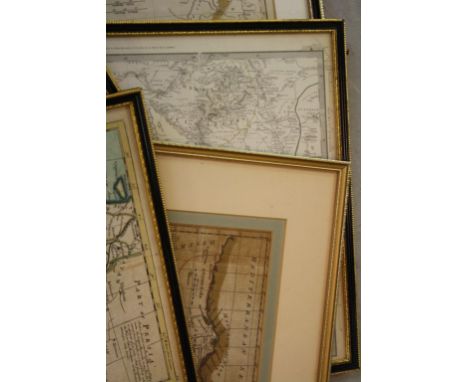 Collection of seven Framed and Glazed Antique Maps of Middle East including Syria &amp; Assyria and Macedonia, Libyam &amp; I