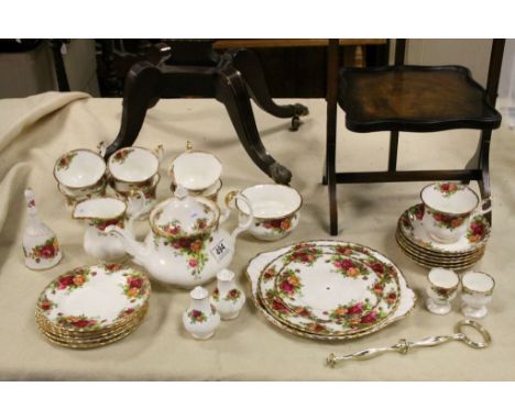 Royal Albert ' Old Country Roses ' part Tea Service including Teapot, Seven Tea Cups, Six Saucers, Six Tea Plates, Sandwich P