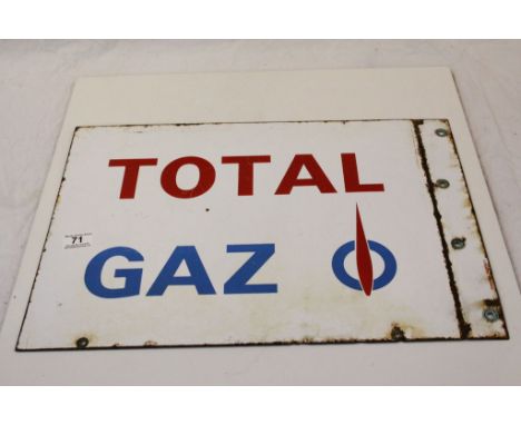 Vintage Double Sided Advertising Enamel Sign ' Total Gaz O ' 50cms x 38cms