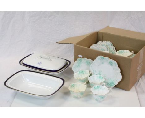 Box of mixed vintage Ceramics to include a Mintons ceramic Tureen with RAF logo &amp; Foley china part tea set