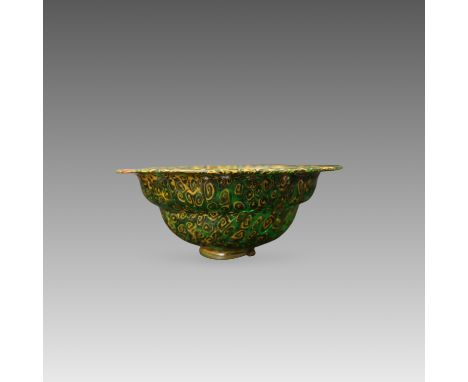 A Roman mosaic glass patella cup, probably&nbsp;Circa 1st Century BC - 1st Century ADWith double carinated profile, the trans