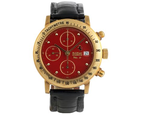 Goldener Chronograph FERRARI 348 GT competizione Nr. 37Durchmesser: 40 mm.2000.FERRARI Chronograph „348 GT competizione“ in e