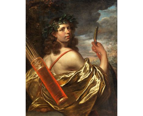 Govaert Flinck, 1615 Kleve – 1660 AmsterdamBILDNIS EINES HÖFISCHEN HERREN ALS APOLLOÖl auf Leinwand.92,7 x 74, 6 cm.Um 1658.G