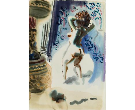George Grosz, eigentlich „Georg Ehrenfried Groß“, 1893 Berlin – 1959 ebendaBURLESQUE DANCER, 1933Aquarell auf Karton.60 x 41,