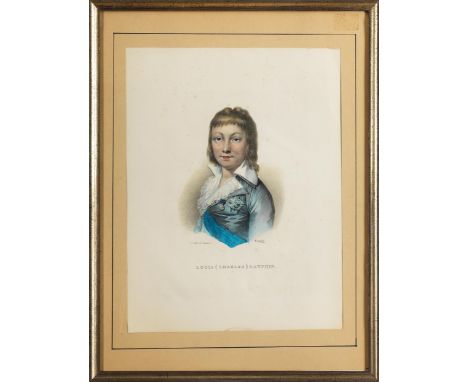 François Delpech,1778 – 1825PORTRAIT DES LOUIS (CHARLES) DAUPHINFarblithografie.Sichtmaß: 36,5 x 27,5 cm.Unterhalb der Darste