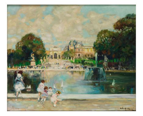 Jules René Hervé, 1887 Langres – 1981 ParisSOMMERTAG IM PARK DER TUILERIENÖl auf Leinwand.50,5 x 60 cm.Rechts unten signiert 